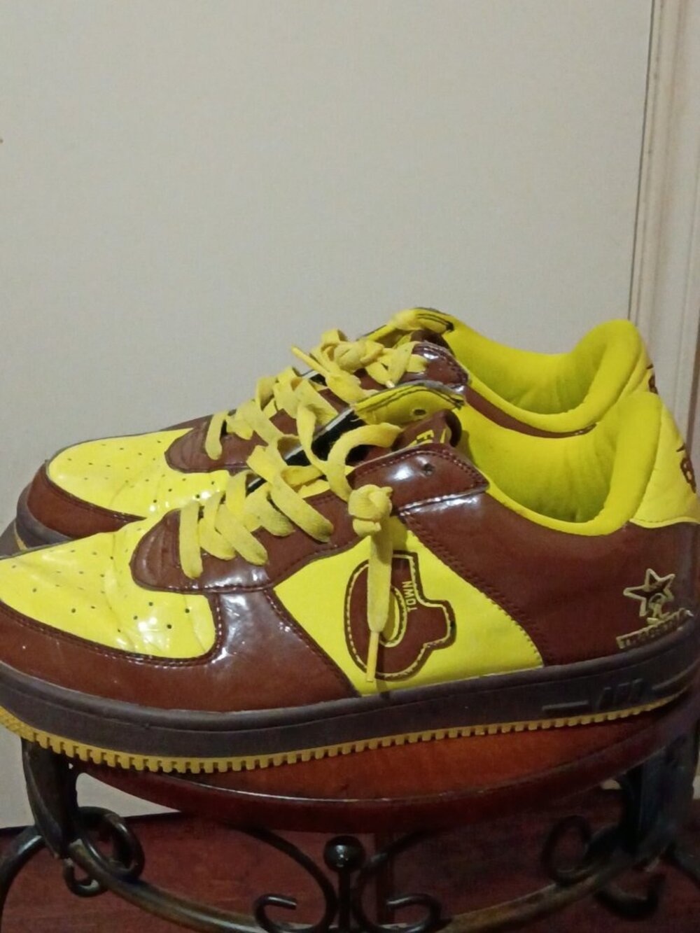 Men's A Bathing Ape Foot Work Trap Star Brown Yellow Sneaker FS-001 Size 11.5 - Picture 9 of 15